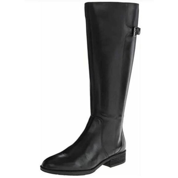 SAM EDELMAN Patton Black Leather Riding Boot Size 7.5M - Picture 1 of 10